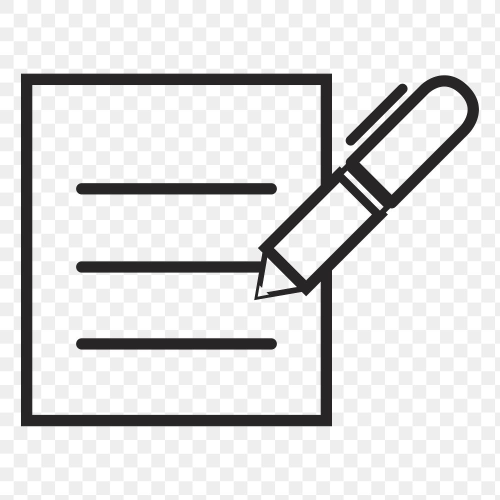 Pen signing on a form    png icon, transparent background