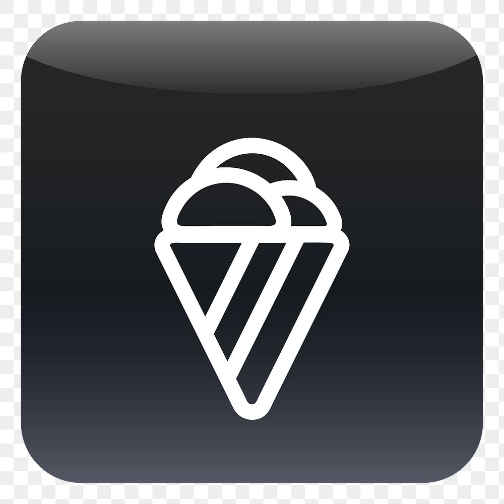 PNG A cone of ice cream icon sticker, transparent background