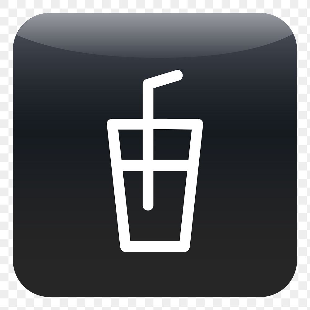 PNG A glass of cold drink icon sticker, transparent background