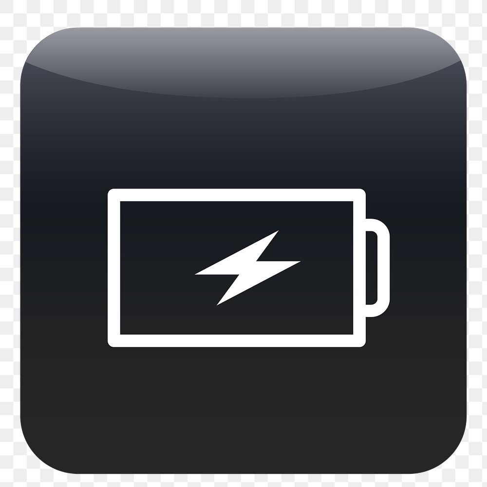 PNG Battery charging with thunderbolt icon sticker, transparent background