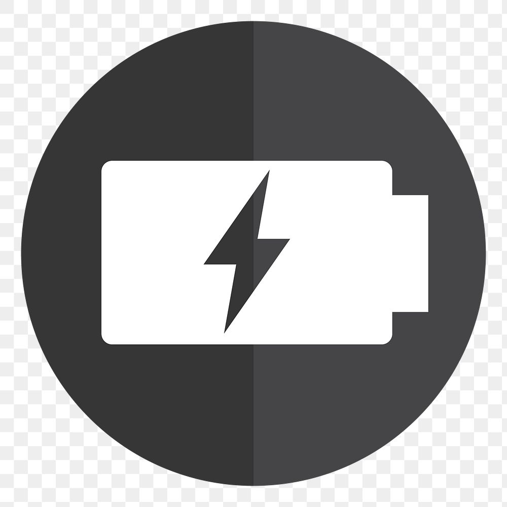 PNG Battery charging with thunderbolt icon sticker, transparent background