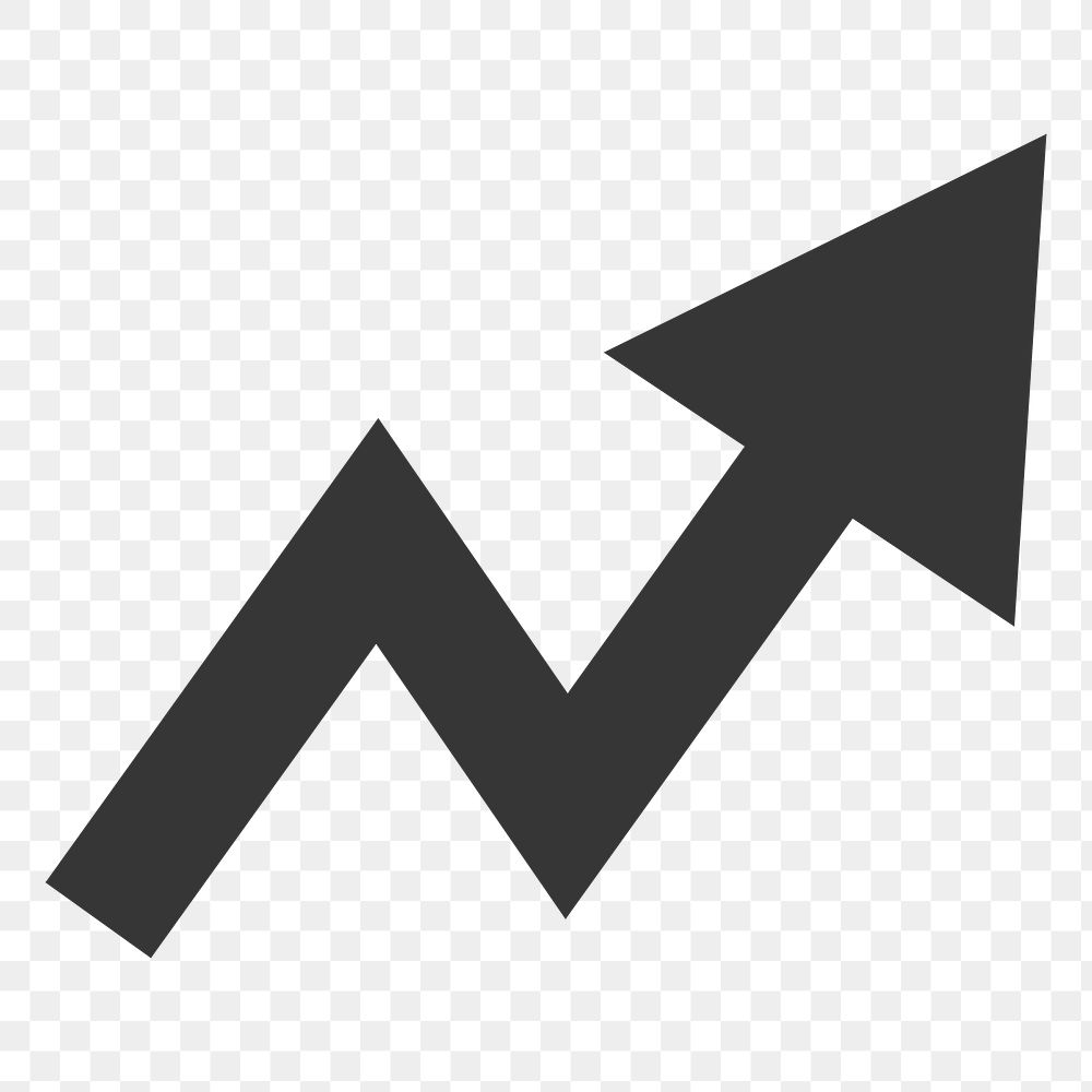 Growth graph with arrow    png icon, transparent background