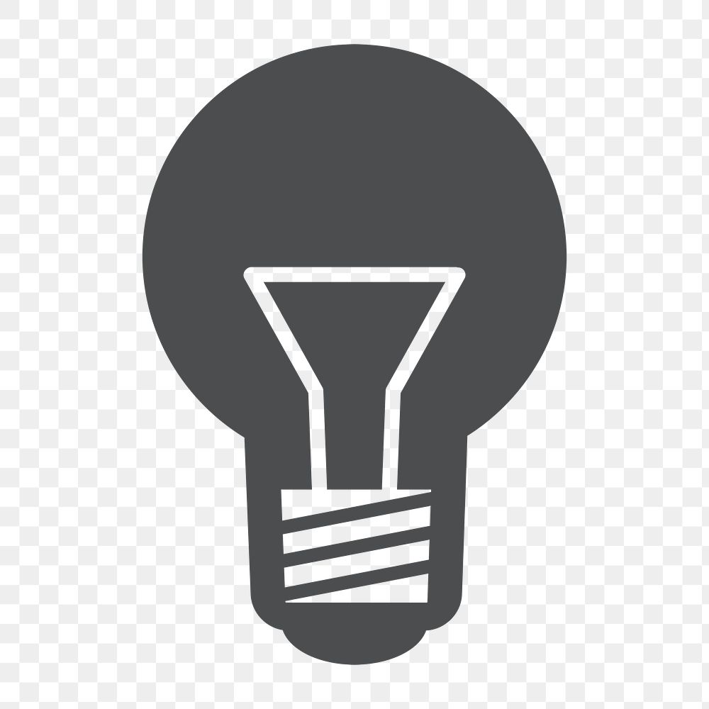 Light bulb icon png,  transparent background 