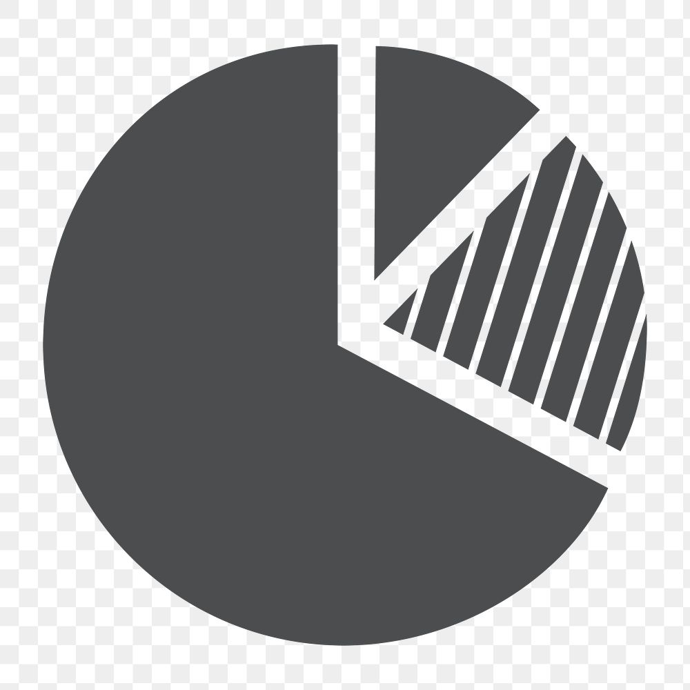 Pie chart icon png, graph illustration on  transparent background 