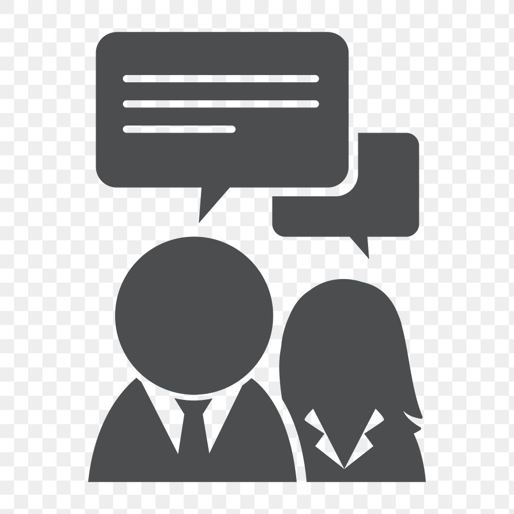 Speech bubble icon png, business people communicating illustration on transparent background 
