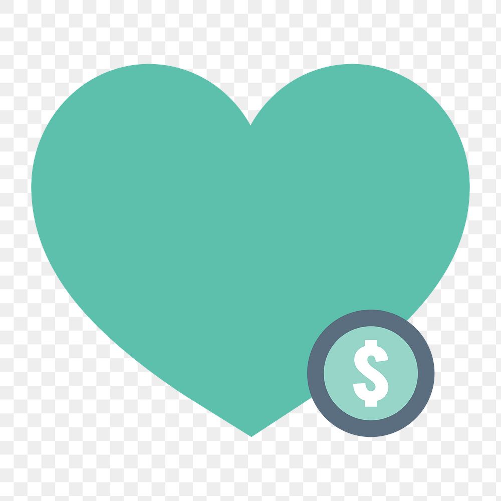 Donation support icon png, heart illustration on  transparent background 