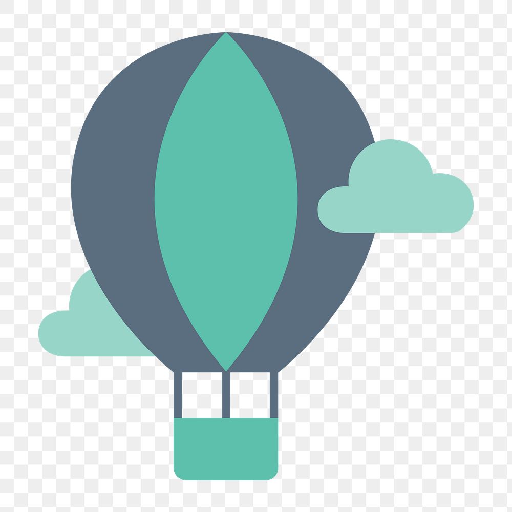 Hot air balloon icon png,  transparent background 