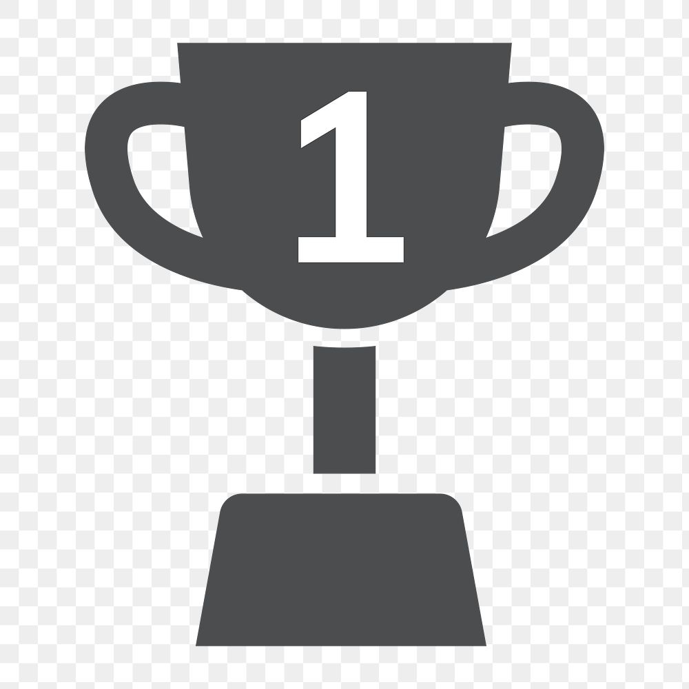 Trophy icon png, first prize illustration on  transparent background 