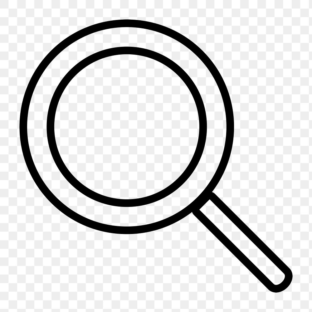 Search icon png, magnifying glass illustration on  transparent background 