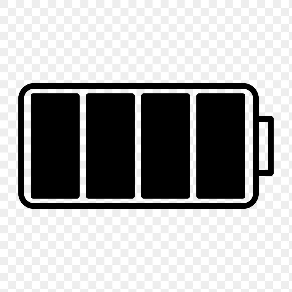 Battery full icon png, transparent background 