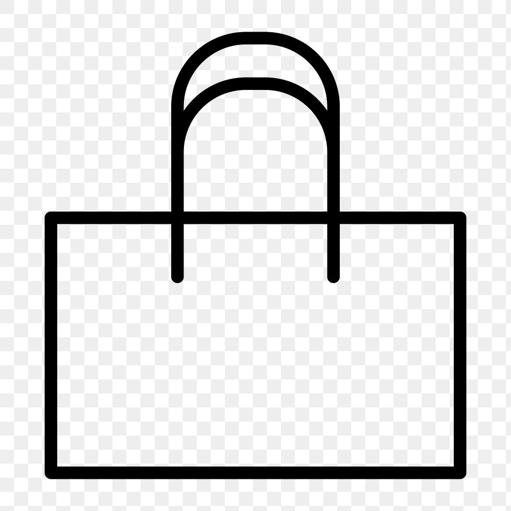 Shopping bag icon png, line art illustration on  transparent background 