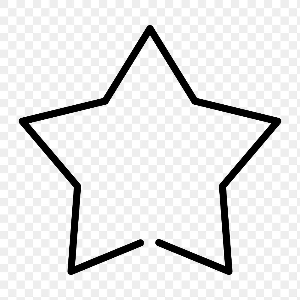 Favorite star icon png, line art illustration on  transparent background 