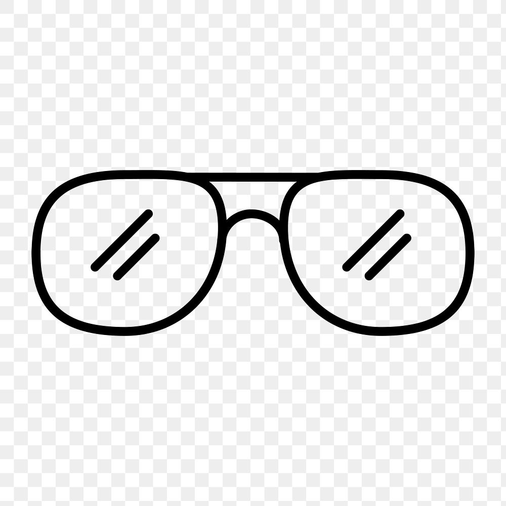 Eye glasses icon png, line art illustration on  transparent background 