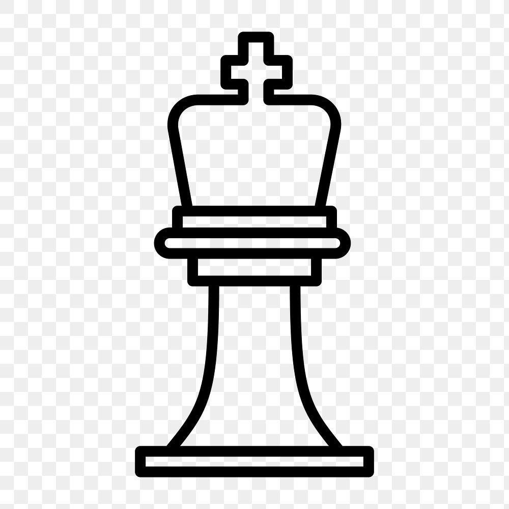 King icon png chess piece, line art illustration on  transparent background 