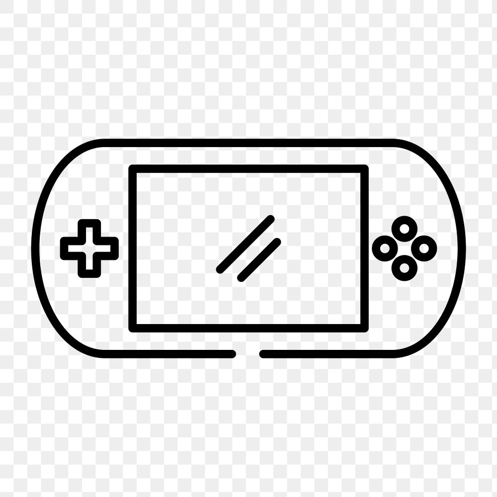 Gaming console icon png, line art illustration on transparent background 