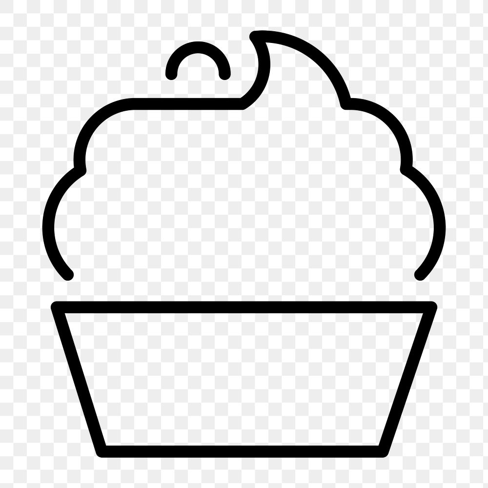 Cupcake icon png, dessert illustration on transparent background 