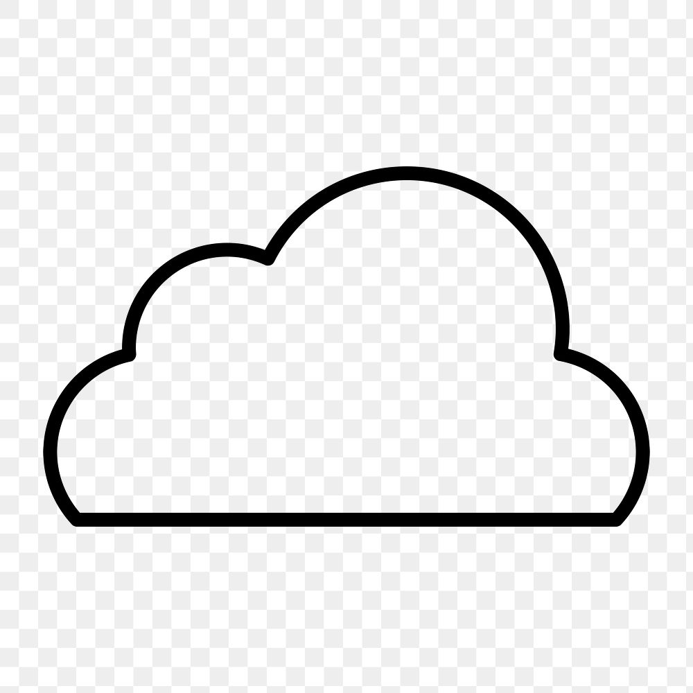 Cloud icon png, line art Illustration on transparent background 