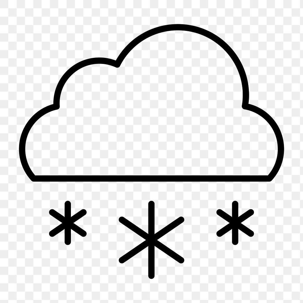 Snowing icon png, weather forecast illustration on  transparent background 