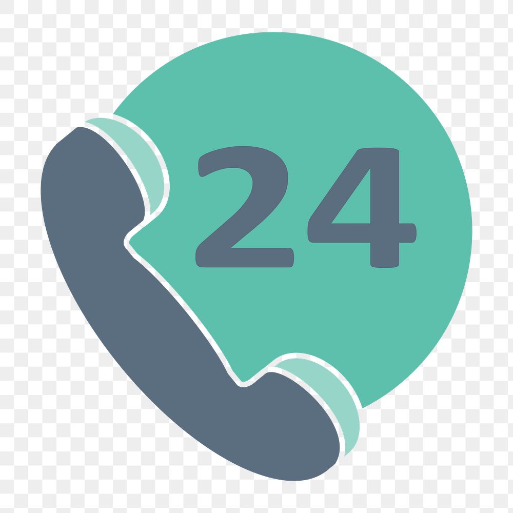 24 hours icon png customer support, transparent background 