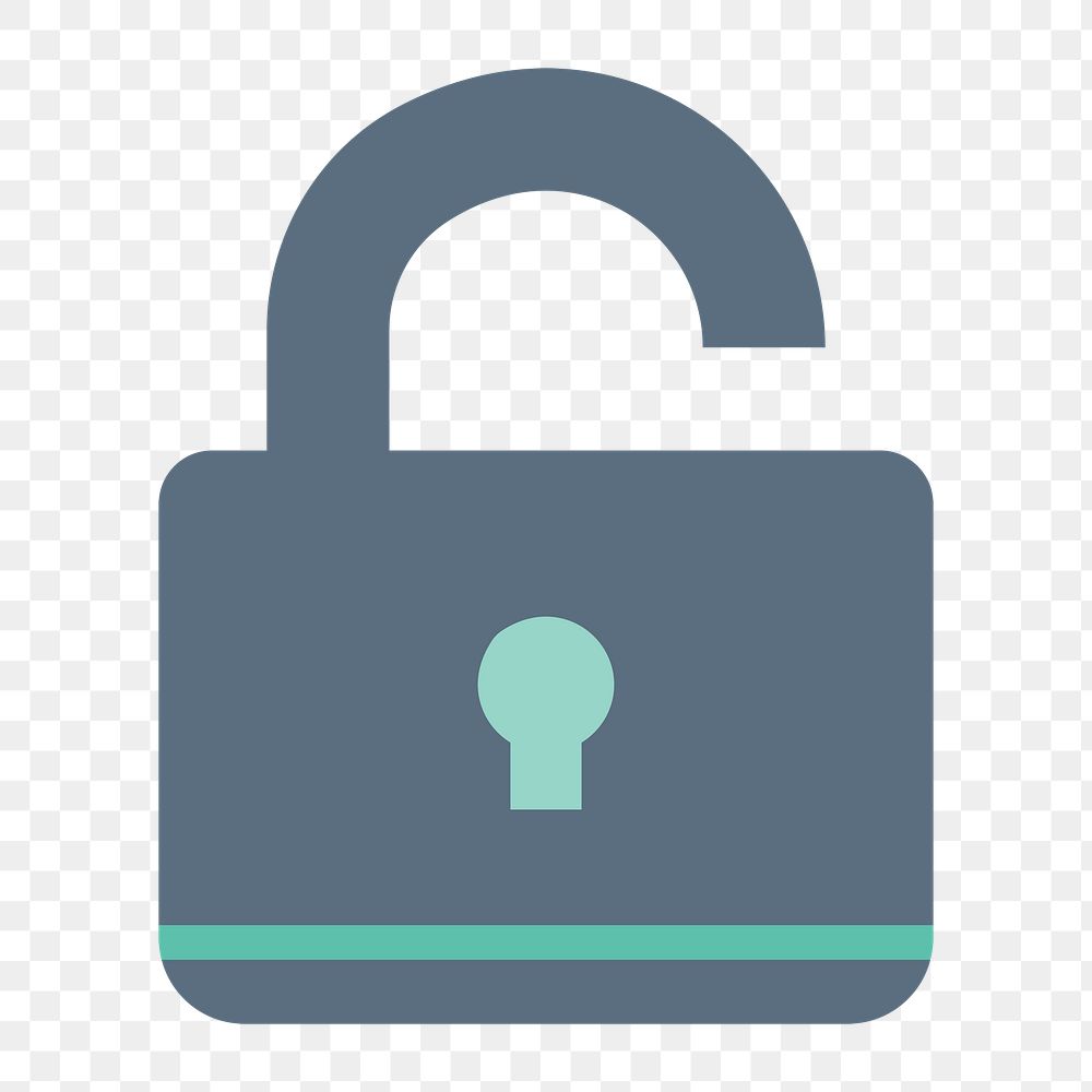 Unlock icon png, open padlock illustration on  transparent background 