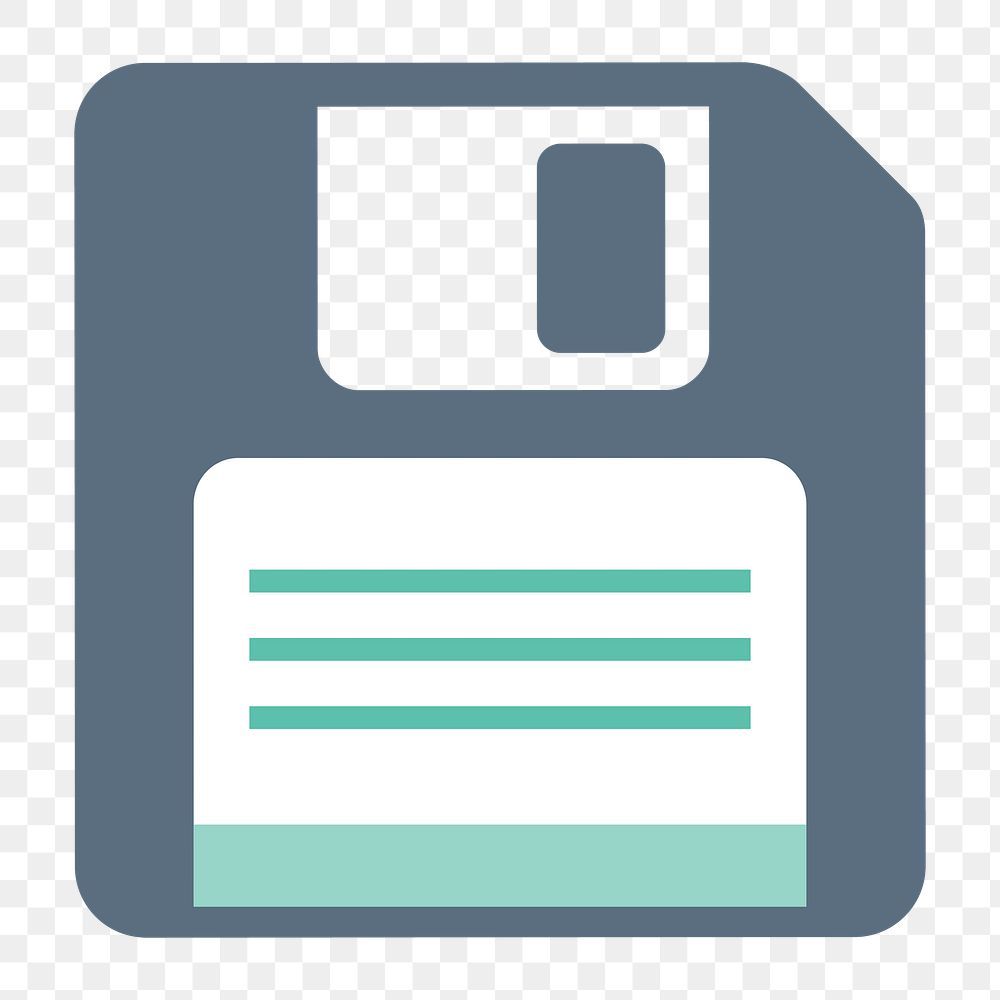 Floppy disk icon png, storage illustration on  transparent background 