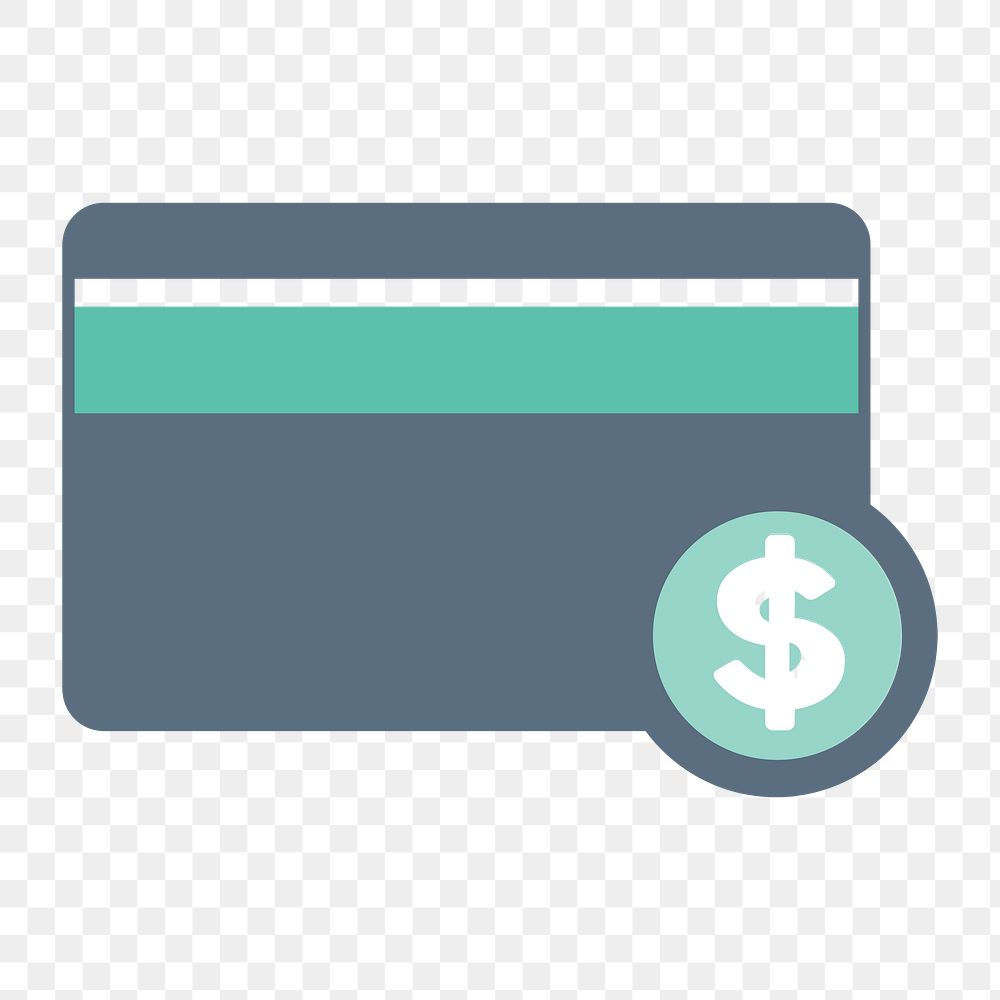 Credit card icon png, financial illustration on  transparent background 