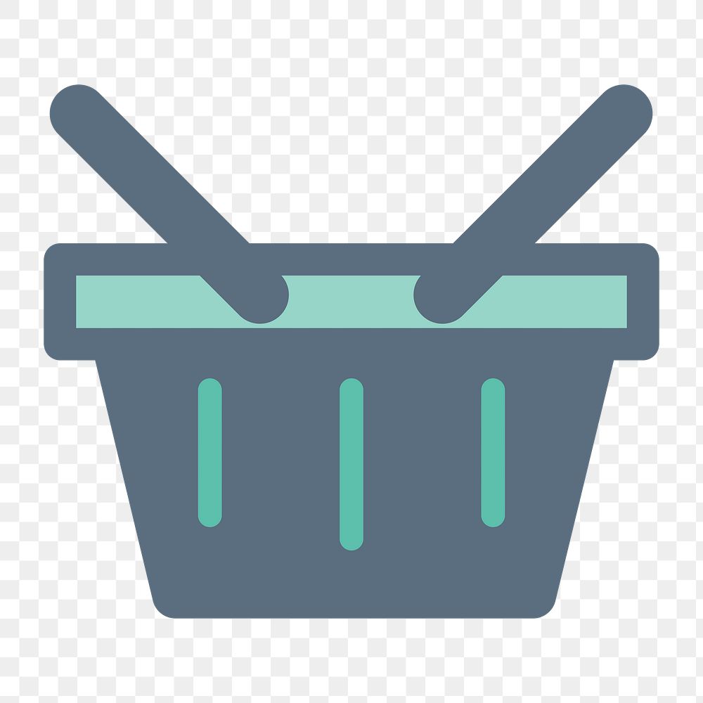 Basket icon png, online shopping illustration on transparent background 