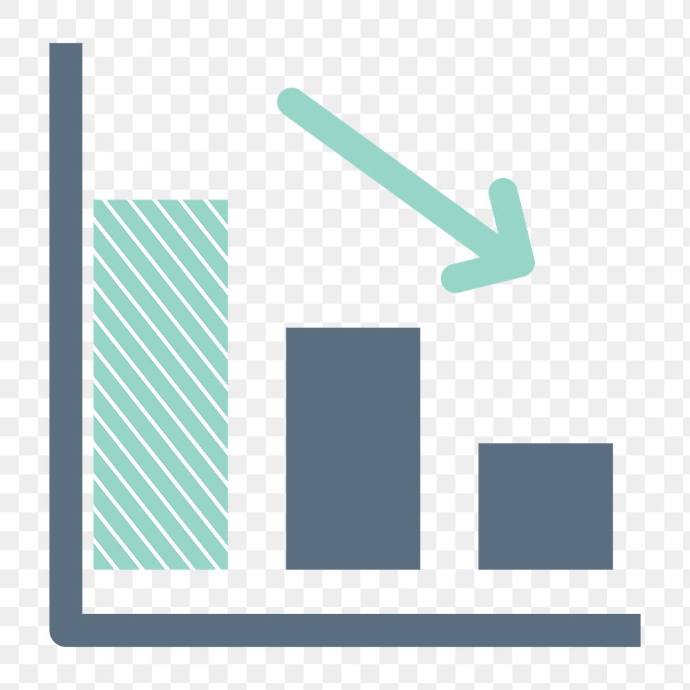 Png declining bar chart, graph Illustration on transparent background 