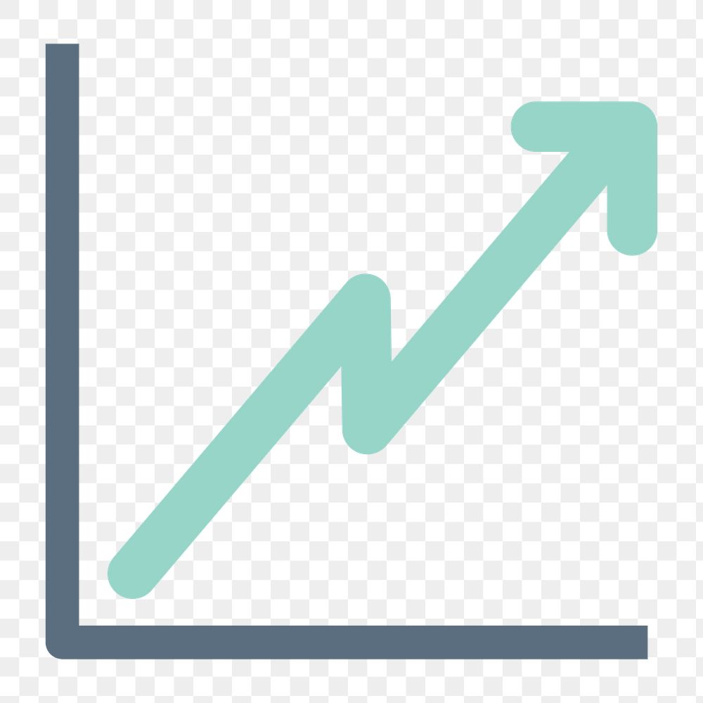Png upward arrow chart, business growth illustration on transparent background 