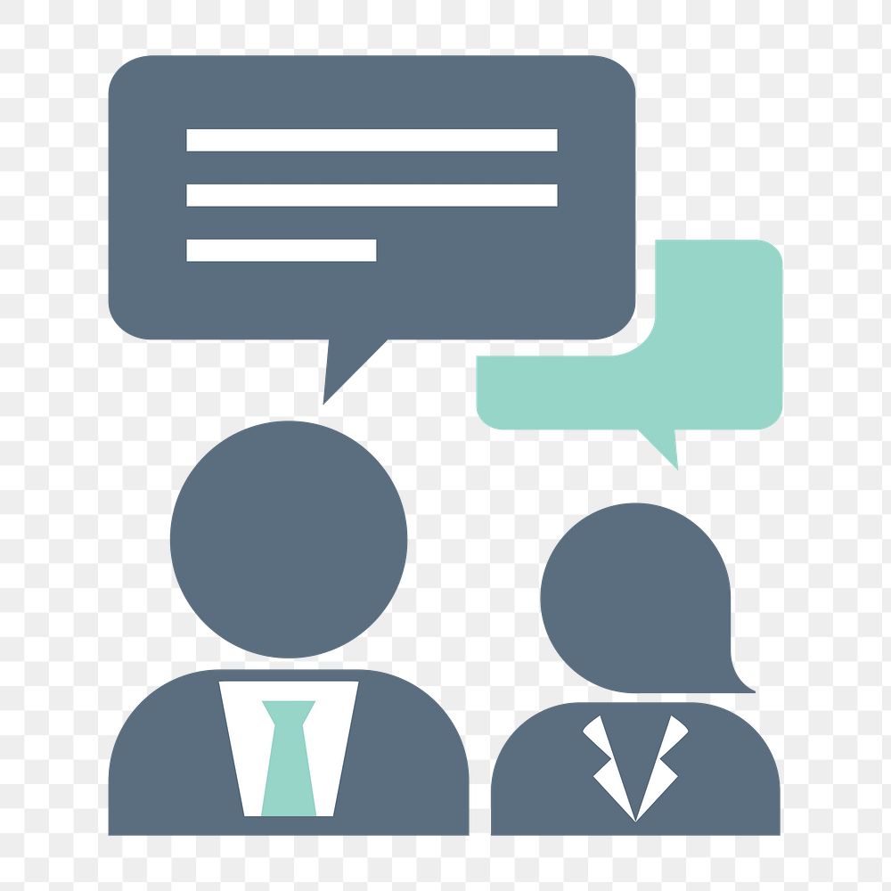 Speech bubble icon png, business people communicating illustration on transparent background 