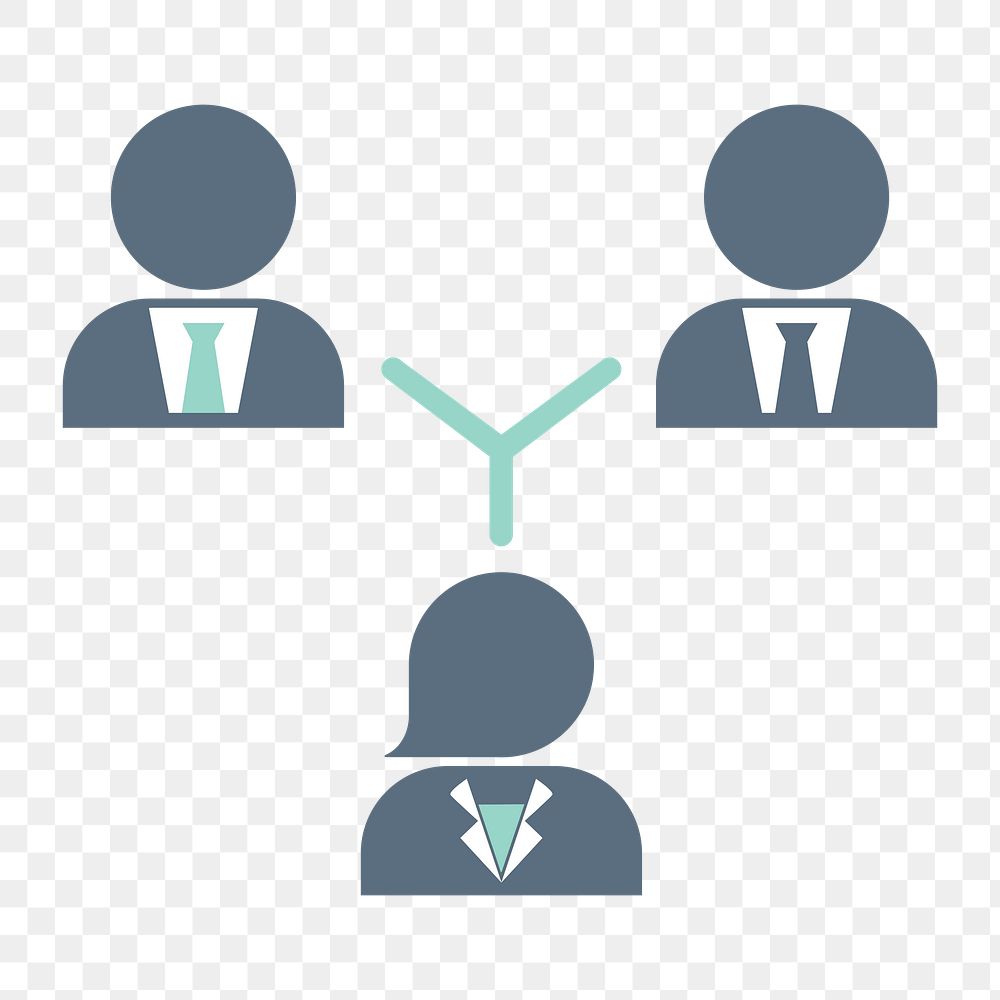 Business team structure icon png,  transparent background 