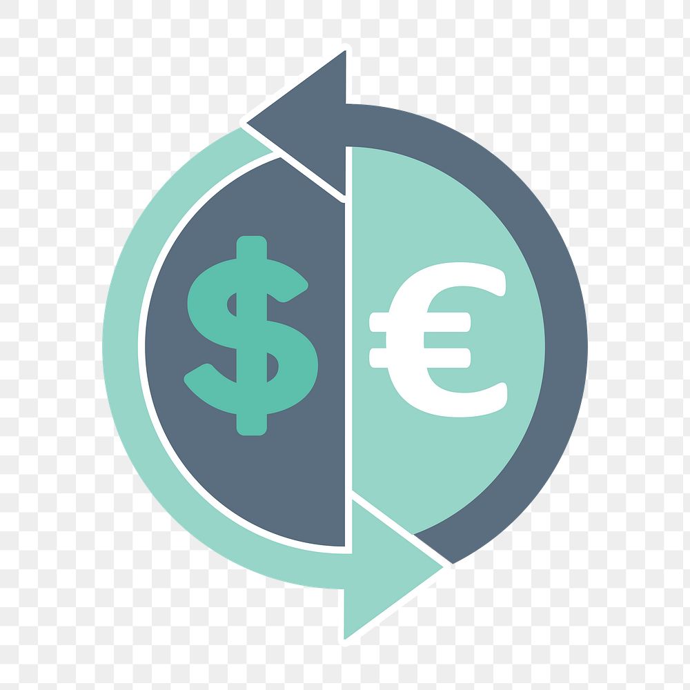 Currency exchange icon png,  transparent background 