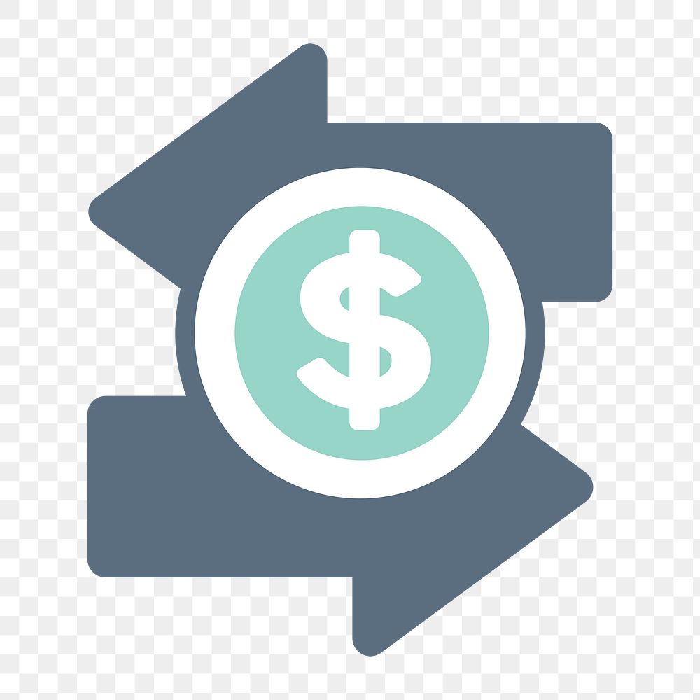 Currency exchange icon png, financial symbol on  transparent background 