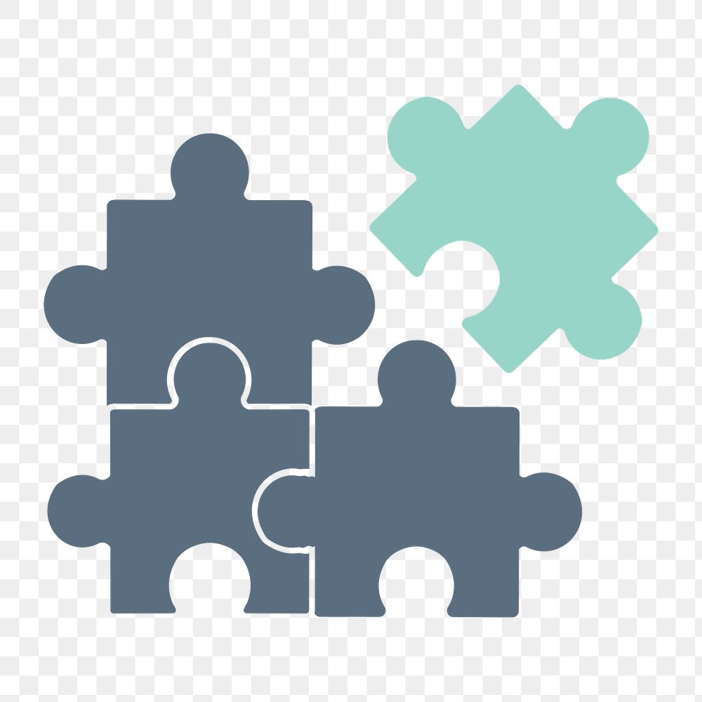 Jigsaw icon png, business solution illustration on transparent background