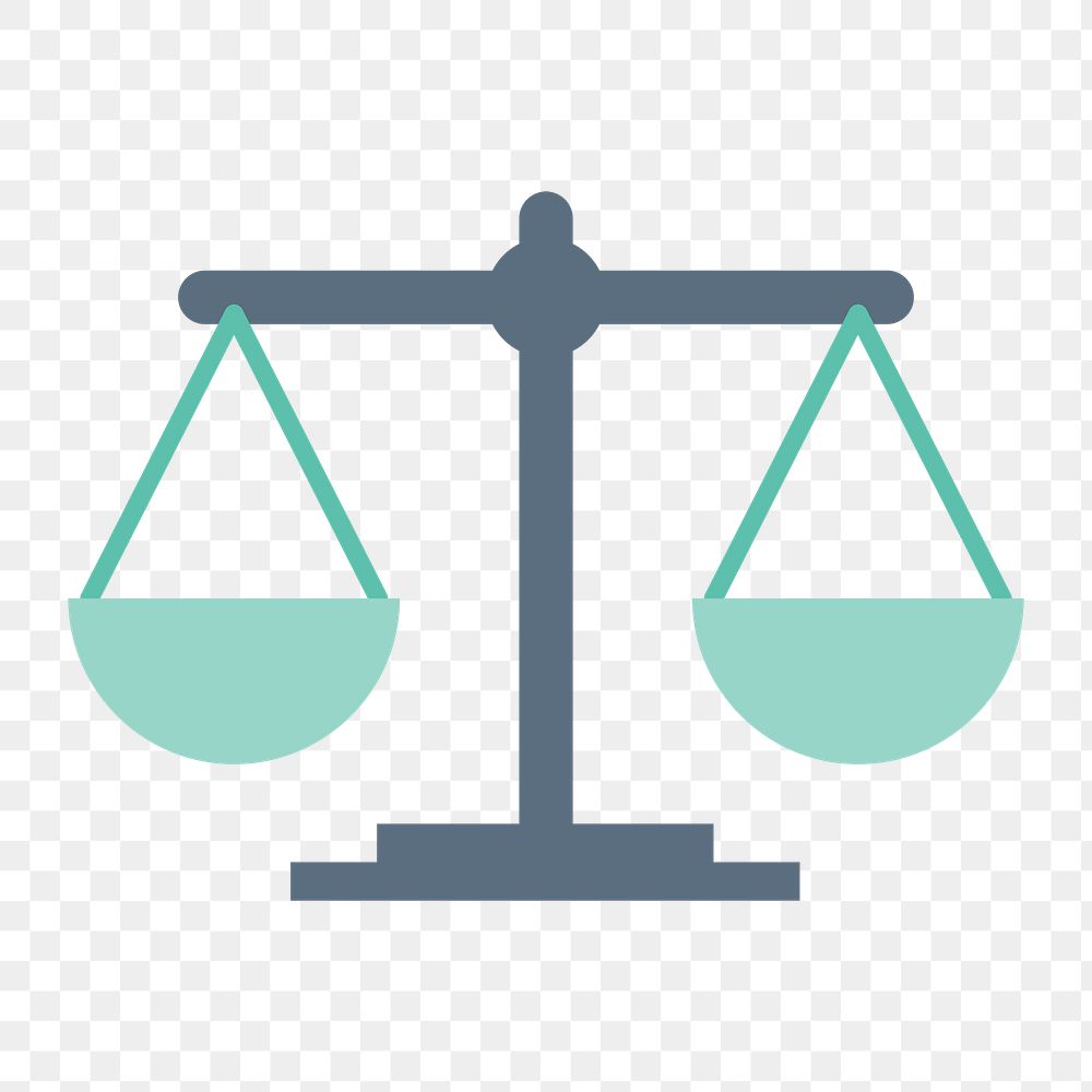 Shaker scales icon png, law concept illustration on transparent background 