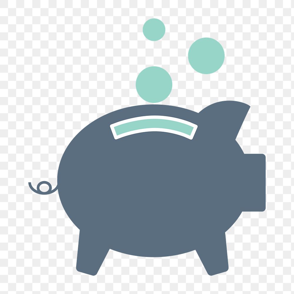 Piggy bank icon png, money-saving icon on  transparent background 