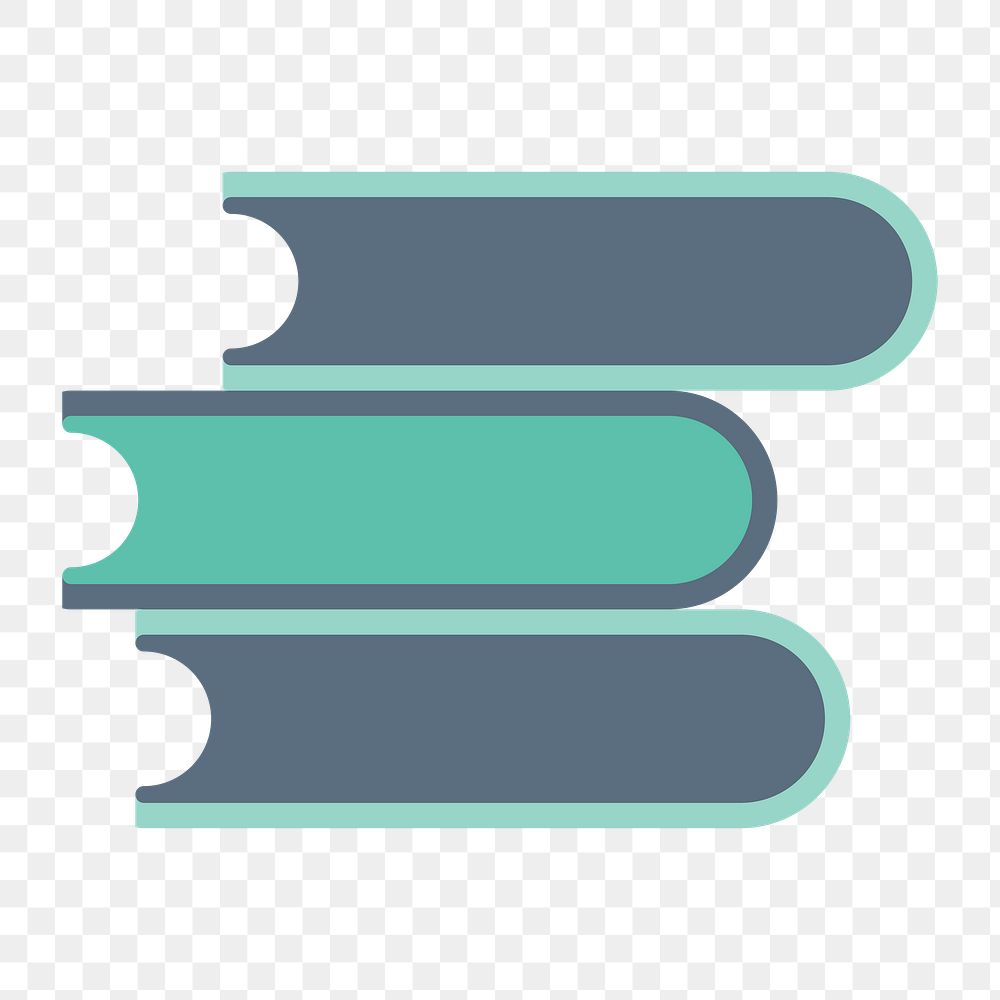Stacked textbook icon png,  transparent background 
