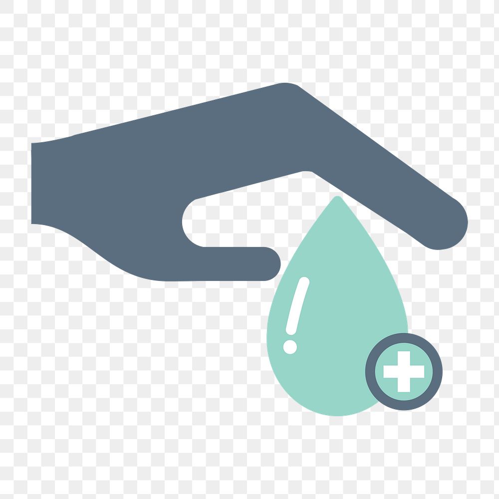 Blood donation icon png medical icon, hand illustration on  transparent background 