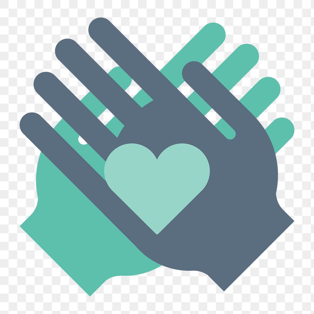 Charity icon png, hand showing heart illustration on transparent background 