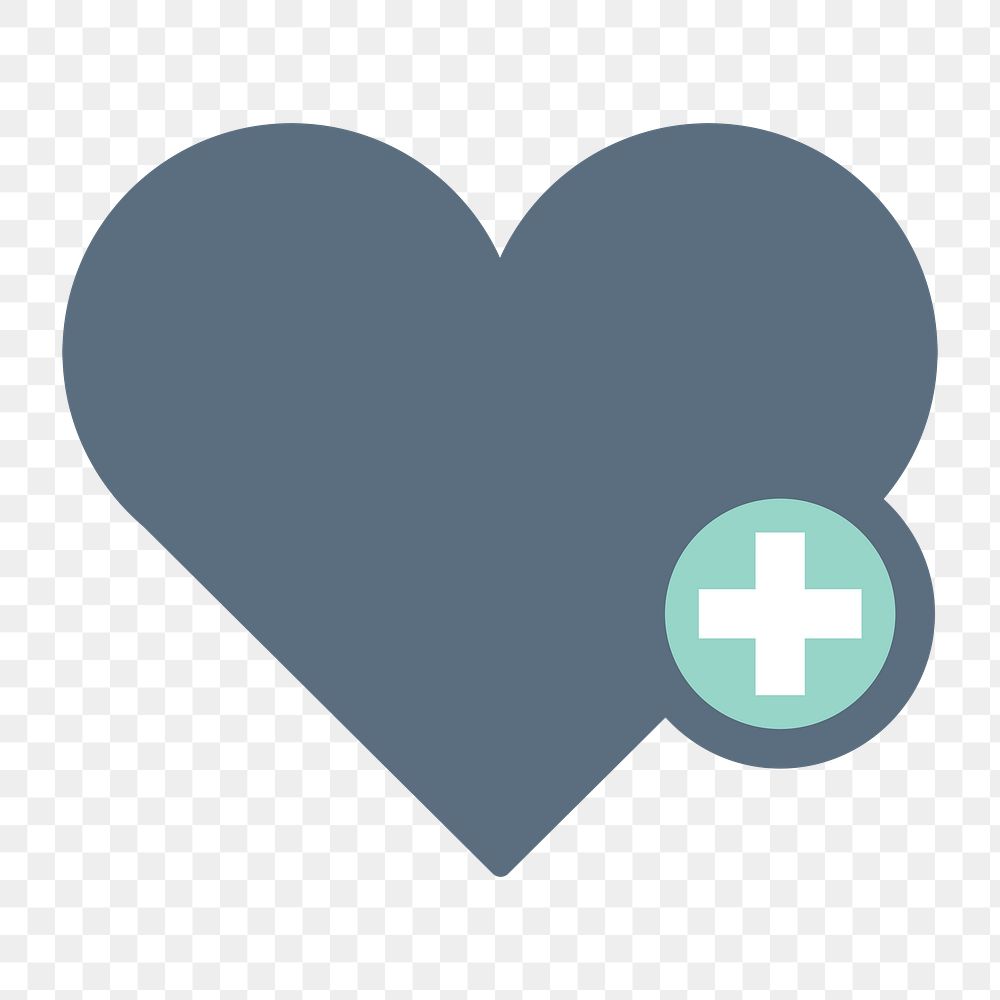 Heart icon png, medical illustration on transparent background 