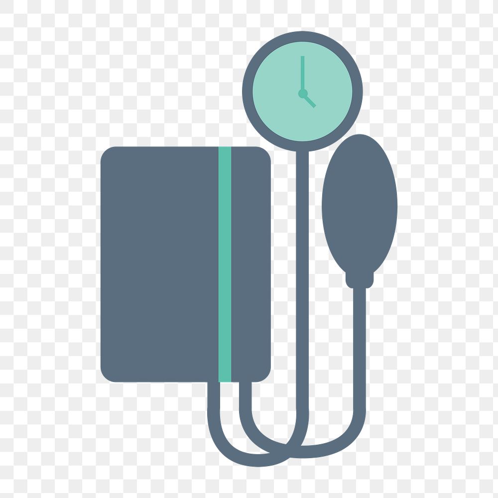 Sphygmomanometer icon png, medical equipment illustration on  transparent background 