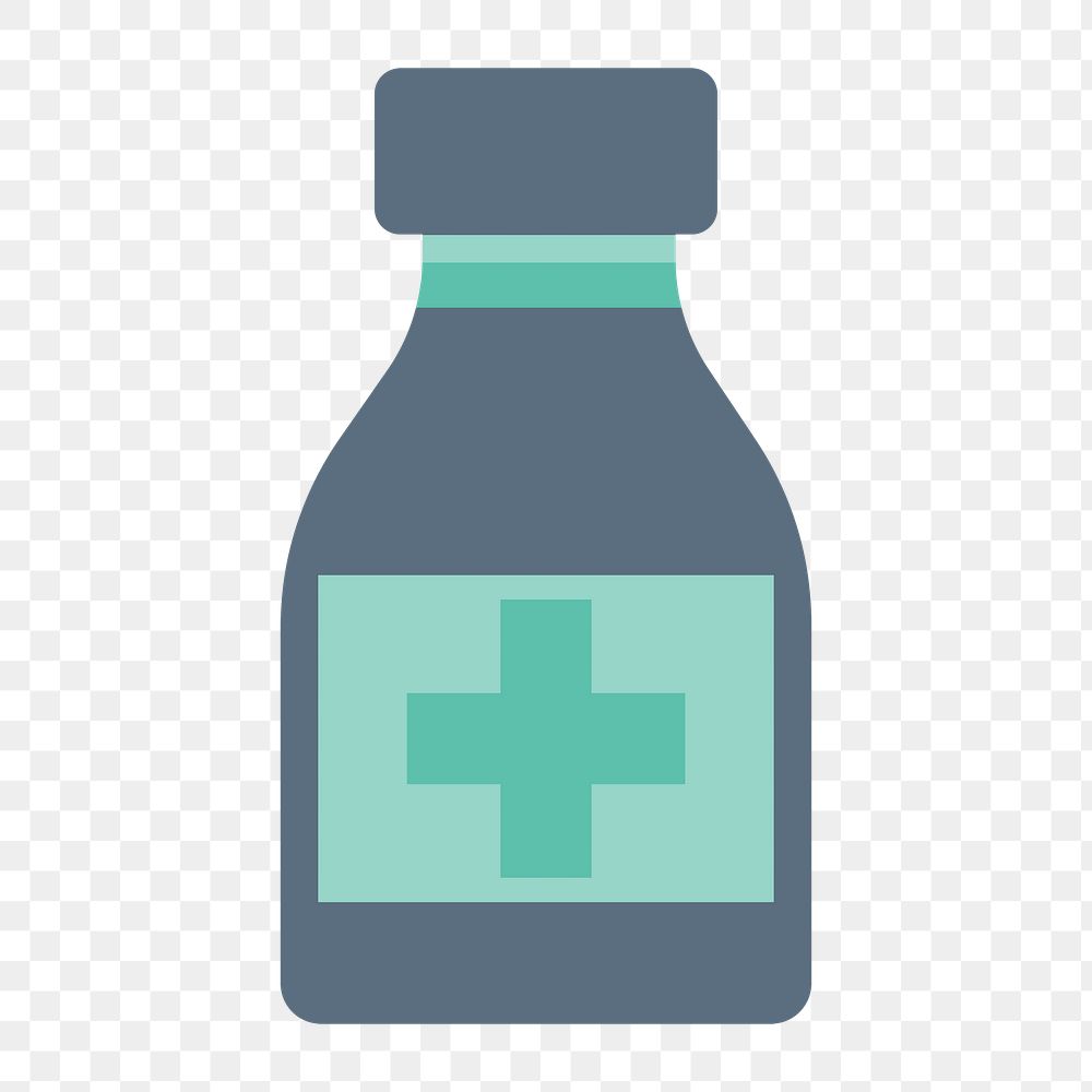Injection vial bottle icon png, transparent background 