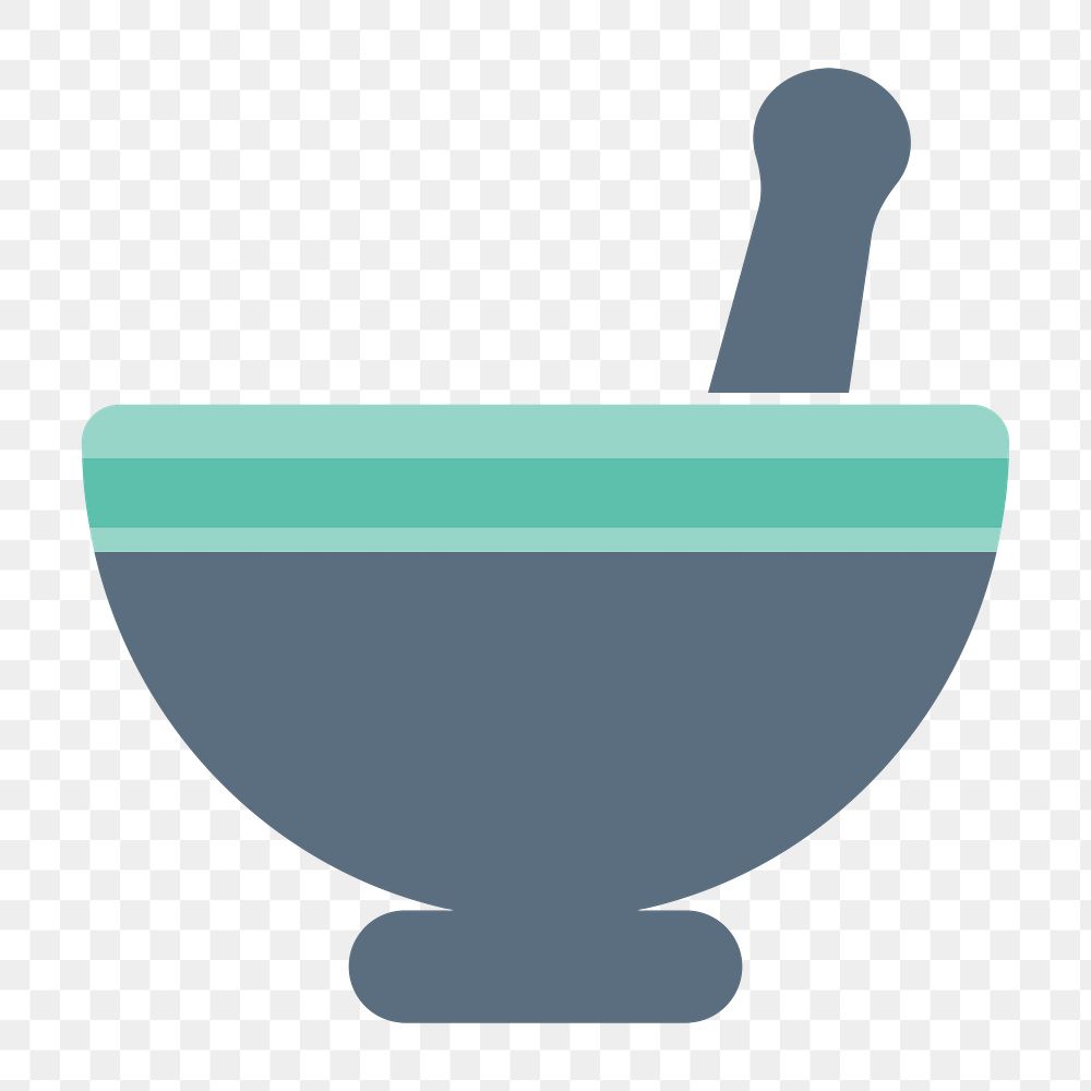Mortar and pestle icon png, transparent background 