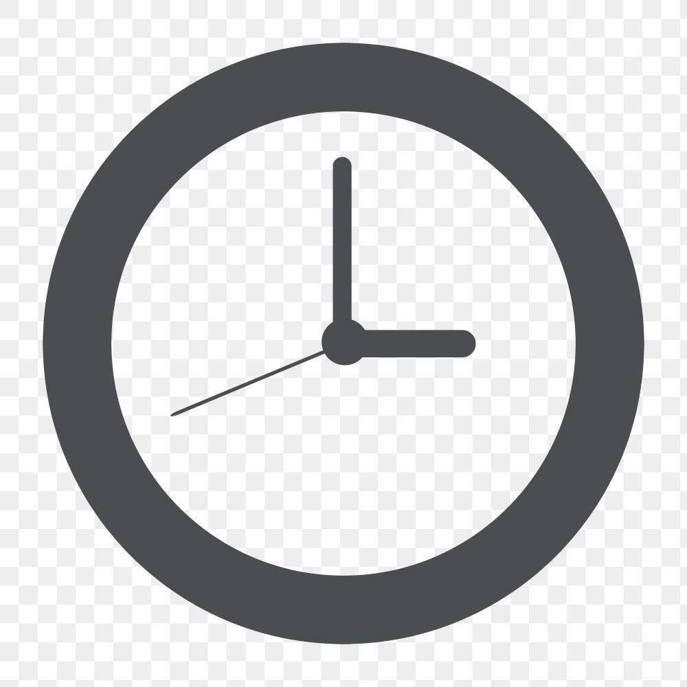 Clock icon png, line art illustration on transparent background 