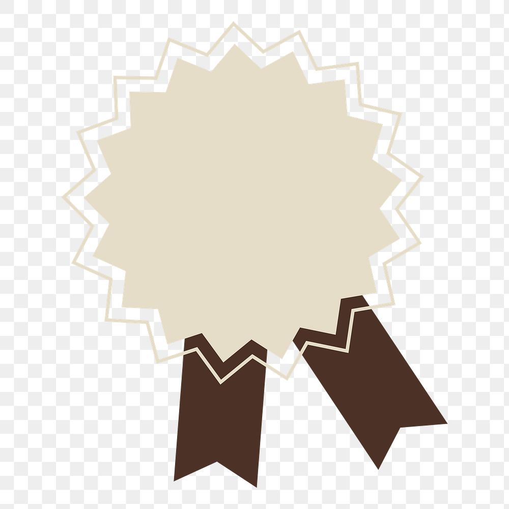 Png beige badge element, transparent background