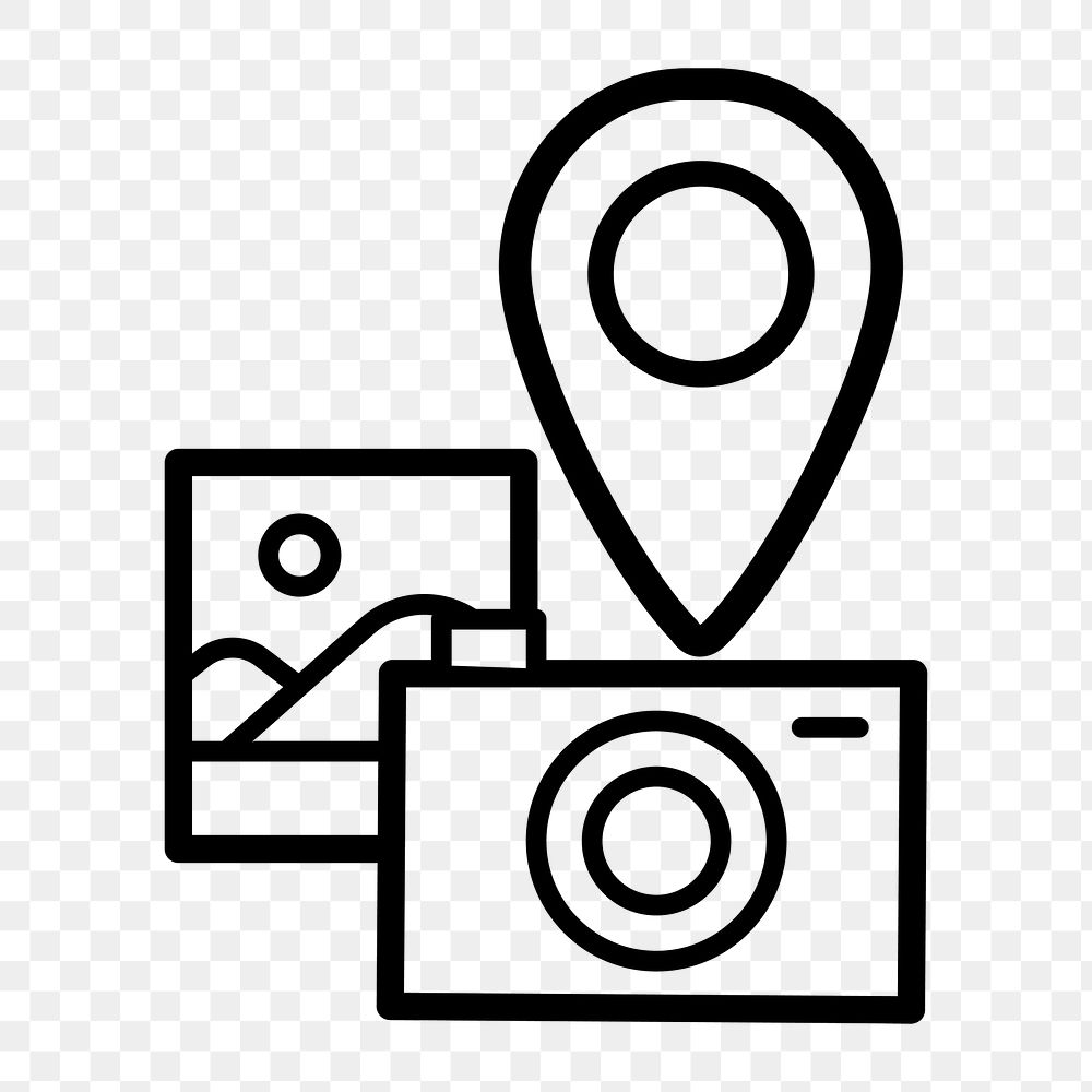 Png photography location icon, transparent background