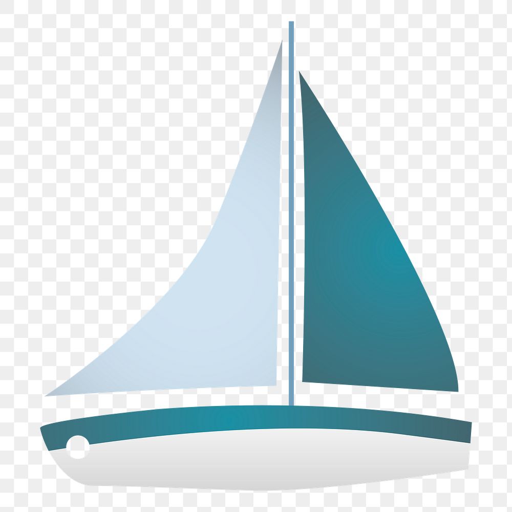 Png blue boat sticker, transparent background