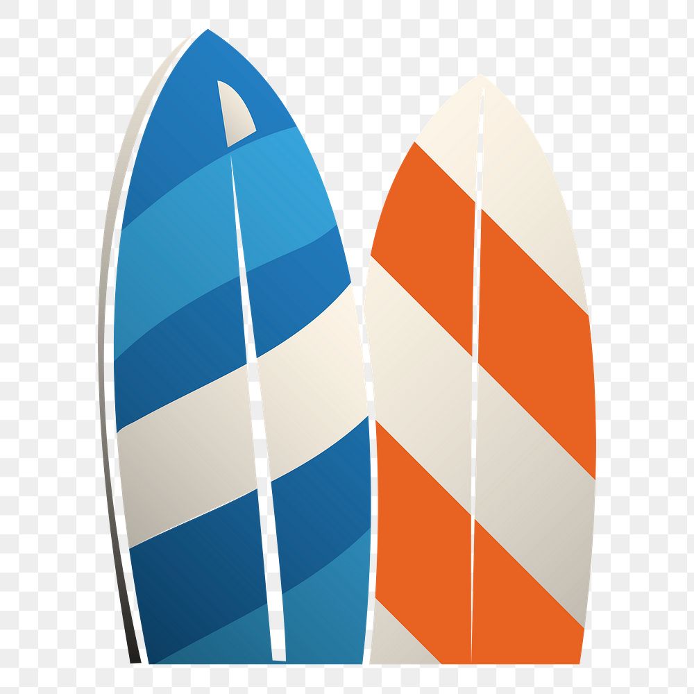 Png colorful surfboards sticker, transparent background