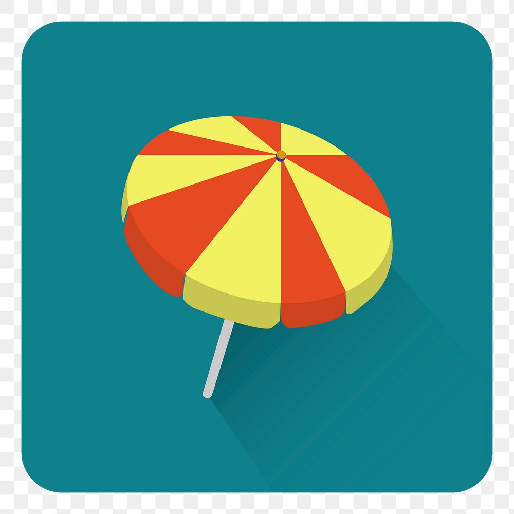 Png beach umbrella icon, transparent background