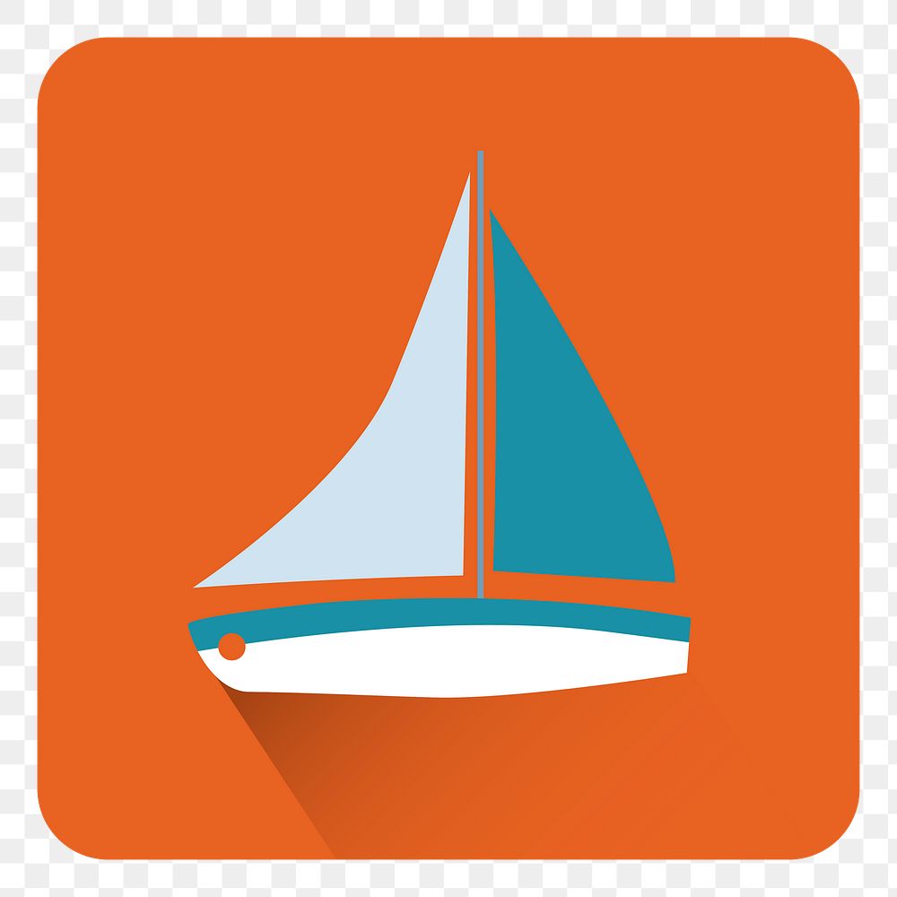 Png blue boat icon, transparent background